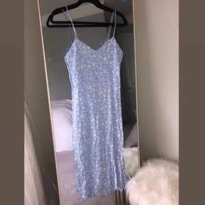 Light Blue/Cream Floral Midi Dress